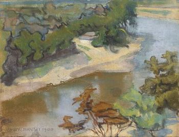 Pejzaż z rzeką, 1900